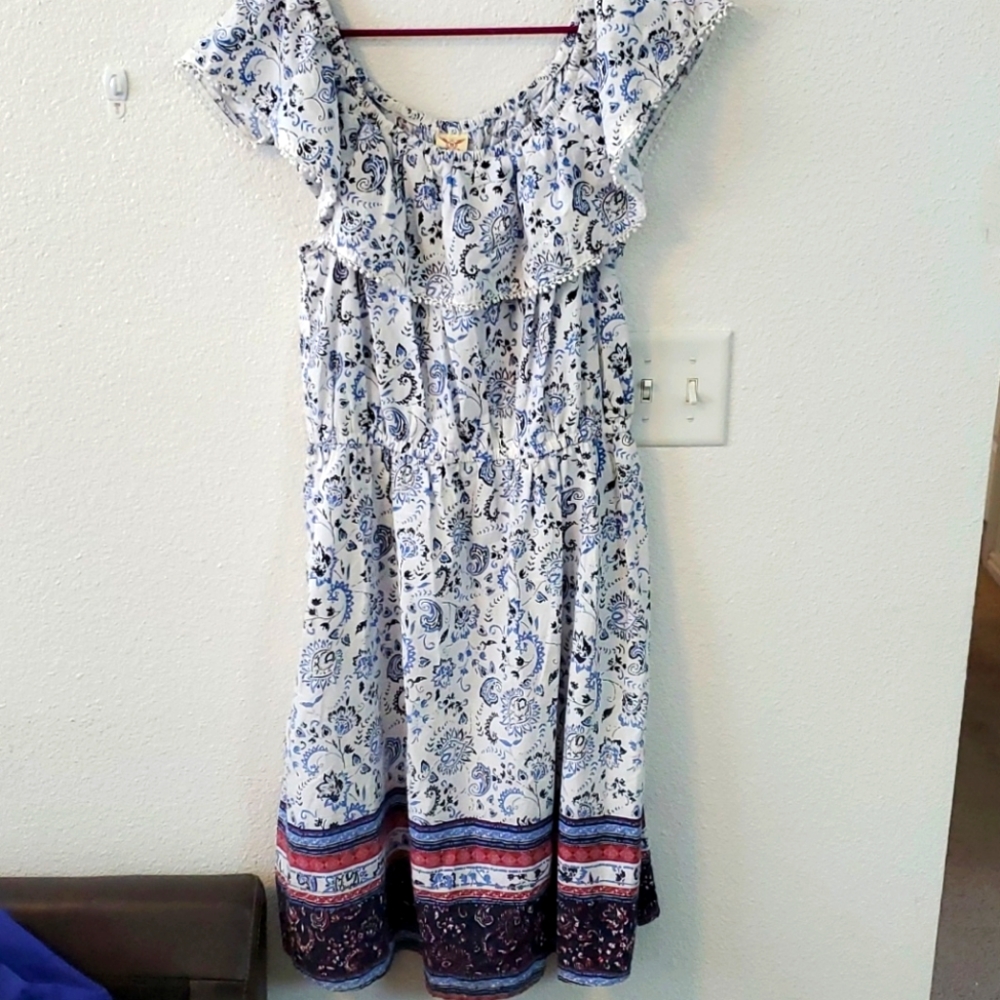 Floral Bohemian Midi Dress, Large